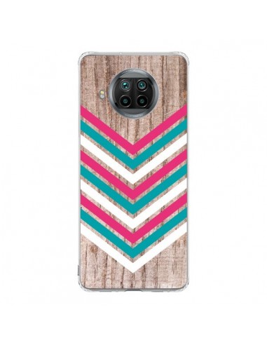 Coque Xiaomi Mi 10T Lite Tribal Aztèque Bois Wood Flèche Rose Bleu - Laetitia