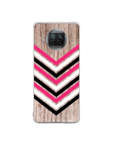 Coque Xiaomi Mi 10T Lite Tribal Aztèque Bois Wood Flèche Rose Blanc Noir - Laetitia