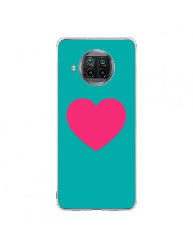 Coque Xiaomi Mi 10T Lite Coeur Rose Fond Bleu  - Laetitia