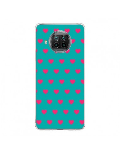 Coque Xiaomi Mi 10T Lite Coeurs Roses Fond Bleu - Laetitia