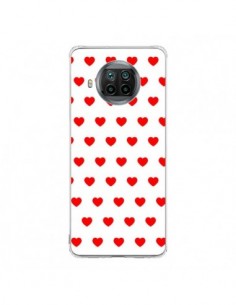 Coque Xiaomi Mi 10T Lite Coeurs Rouges Fond Blanc - Laetitia