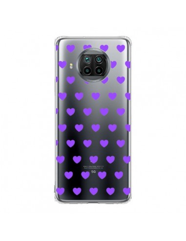 Coque Xiaomi Mi 10T Lite Coeur Heart Love Amour Violet Transparente - Laetitia