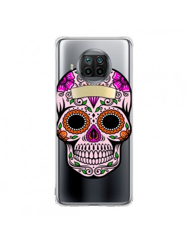 Coque Xiaomi Mi 10T Lite Tête de Mort Mexicaine Noir Rose Transparente - Laetitia