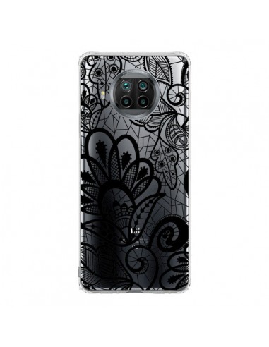 Coque Xiaomi Mi 10T Lite Lace Fleur Flower Noir Transparente - Petit Griffin