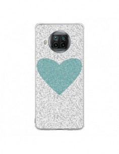 Coque Xiaomi Mi 10T Lite Coeur Bleu Vert Argent Love -...