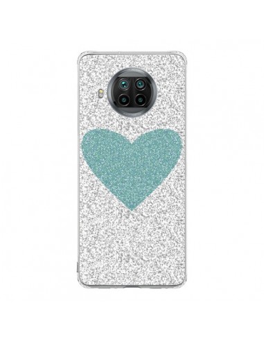 Coque Xiaomi Mi 10T Lite Coeur Bleu Vert Argent Love - Mary Nesrala