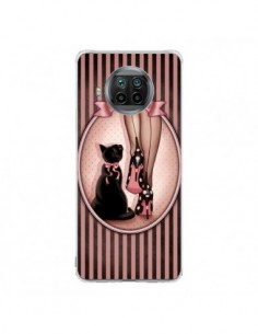 Coque Xiaomi Mi 10T Lite Lady Chat Noeud Papillon Pois...