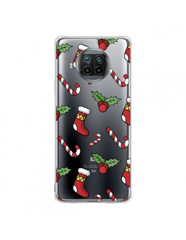 Coque Xiaomi Mi 10T Lite Chaussette Sucre d'Orge Houx de Noël transparente - Nico