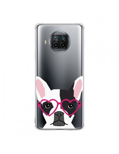 Coque Xiaomi Mi 10T Lite Bulldog Français Lunettes Coeurs Chien Transparente - Pet Friendly
