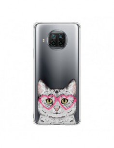 Coque Xiaomi Mi 10T Lite Chat Gris Lunettes Coeurs...