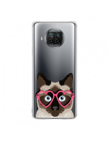 Coque Xiaomi Mi 10T Lite Chat Marron Lunettes Coeurs Transparente - Pet Friendly