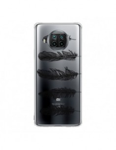 Coque Xiaomi Mi 10T Lite Plume Feather Noir Transparente...