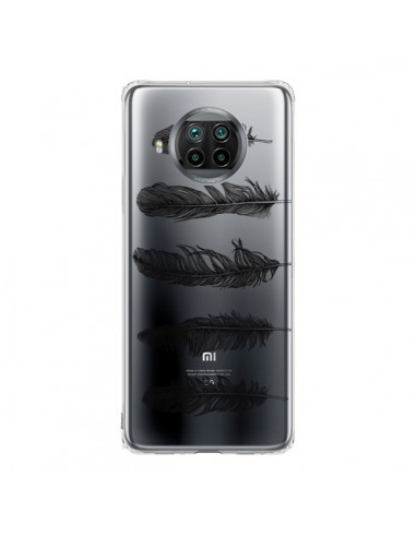 Coque Xiaomi Mi 10T Lite Plume Feather Noir Transparente - Rachel Caldwell
