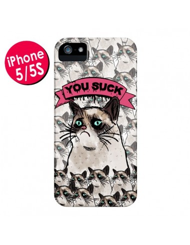 Coque Chat Grumpy Cat - You Suck pour iPhone 5 et 5S - Sara Eshak