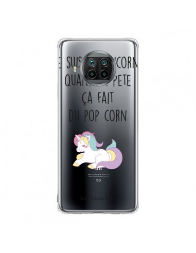 Coque Xiaomi Mi 10T Lite Je suis une licorne, quand je pète ça fait du pop corn Transparente - Les Vilaines Filles