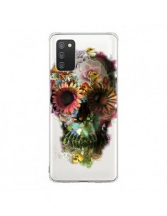 Coque Samsung A02S Skull Flower Tête de Mort Transparente...