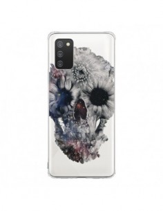 Coque Samsung A02S Floral Skull Tête de Mort Transparente...