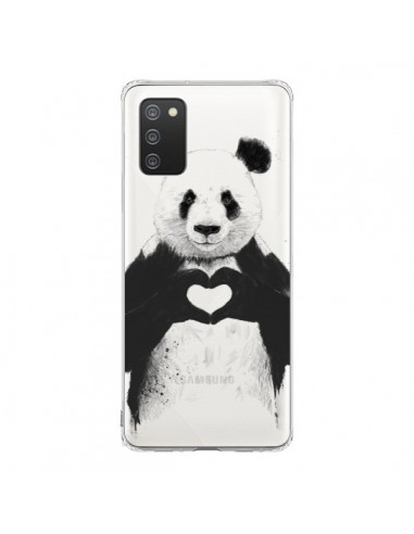 Coque Samsung A02S Panda All You Need Is Love Transparente - Balazs Solti
