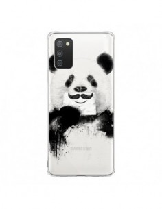 Coque Samsung A02S Funny Panda Moustache Transparente -...