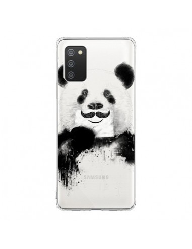 Coque Samsung A02S Funny Panda Moustache Transparente - Balazs Solti