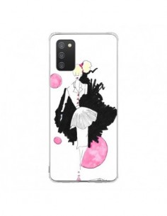 Coque Samsung A02S Demoiselle Femme Fashion Mode Rose -...