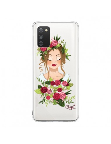 Coque Samsung A02S Femme Closed Eyes Fleurs Transparente - Chapo