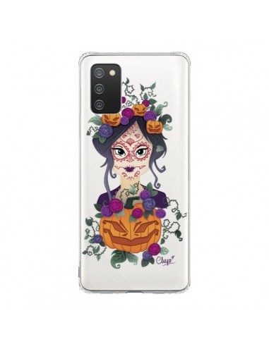 Coque Samsung A02S Femme Closed Eyes Santa Muerte Transparente - Chapo