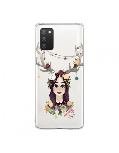 Coque Samsung A02S Christmas Girl Femme Noel Bois Cerf Transparente - Chapo