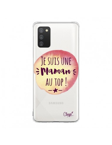 Coque Samsung A02S Je suis une Maman au Top Orange Transparente - Chapo