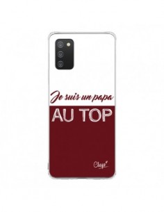 Coque Samsung A02S Je suis un Papa au Top Rouge Bordeaux...