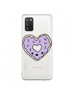 Coque Samsung A02S Donuts Heart Coeur Violet Transparente...
