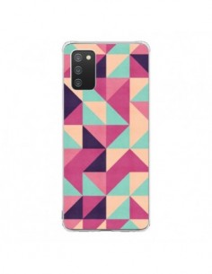Coque Samsung A02S Azteque Triangle Rose Vert - Eleaxart