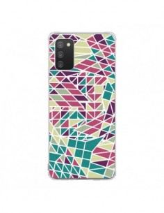 Coque Samsung A02S Azteque Triangles Vert Violet - Eleaxart