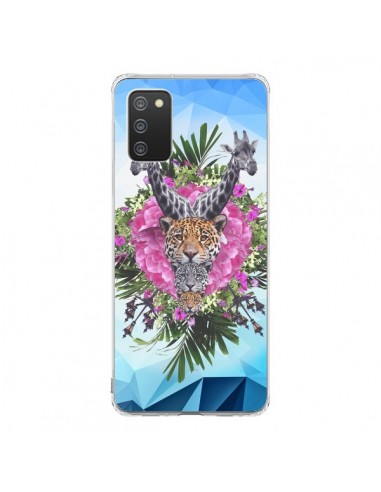 Coque Samsung A02S Girafes Lion Tigre Jungle - Eleaxart