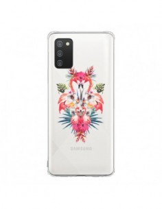 Coque Samsung A02S Tropicales Flamingos Tropical Flamant...