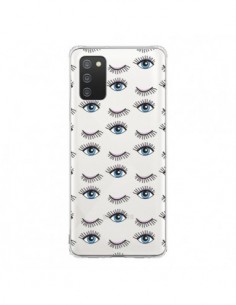 Coque Samsung A02S Eyes Oeil Yeux Bleus Mosaïque...