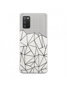 Coque Samsung A02S Lignes Grille Grid Abstract Noir...
