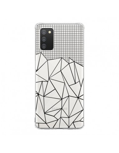 Coque Samsung A02S Lignes Grille Grid Abstract Noir Transparente - Project M