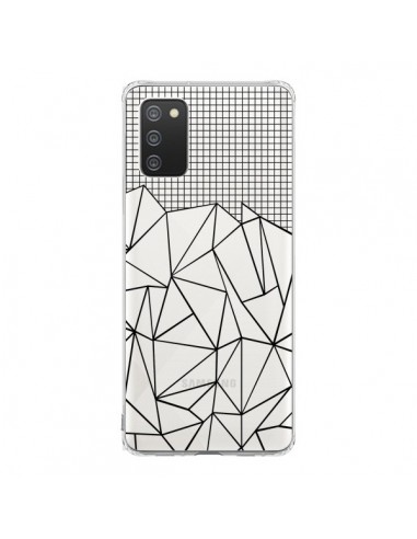 Coque Samsung A02S Lignes Grille Grid Abstract Noir Transparente - Project M