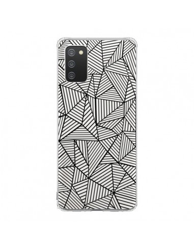 Coque Samsung A02S Lignes Grilles Triangles Full Grid Abstract Noir Transparente - Project M