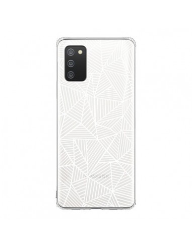 Coque Samsung A02S Lignes Grilles Triangles Full Grid Abstract Blanc Transparente - Project M