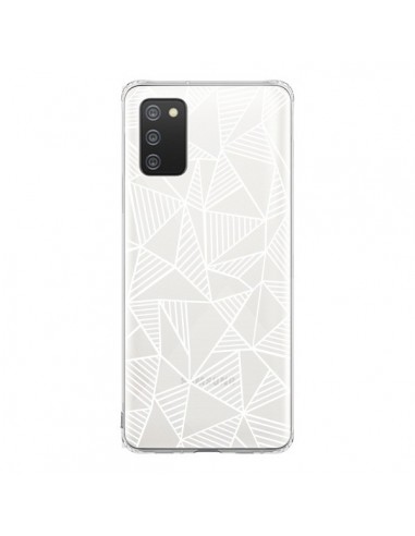Coque Samsung A02S Lignes Grilles Triangles Grid Abstract Blanc Transparente - Project M