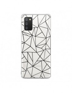 Coque Samsung A02S Lignes Triangles Grid Abstract Noir...