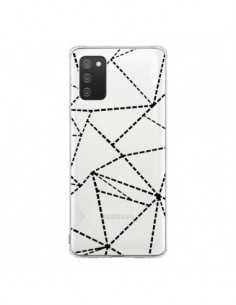 Coque Samsung A02S Lignes Points Abstract Noir...