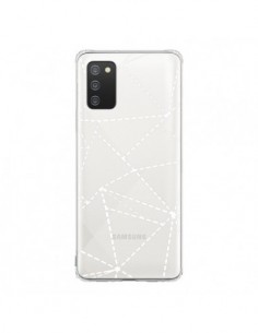 Coque Samsung A02S Lignes Points Abstract Blanc...