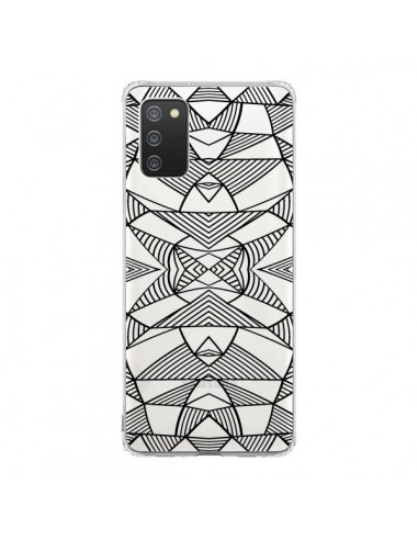 Coque Samsung A02S Lignes Miroir Grilles Triangles Grid Abstract Noir Transparente - Project M