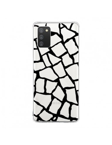 Coque Samsung A02S Girafe Mosaïque Noir Transparente - Project M