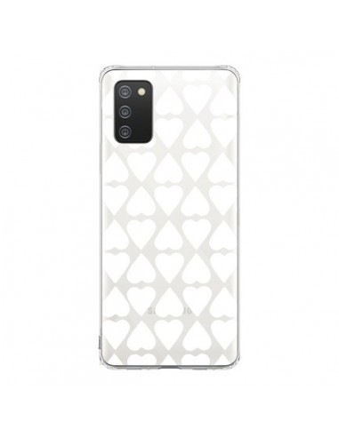 Coque Samsung A02S Coeurs Heart Blanc Transparente - Project M