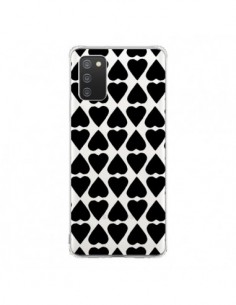Coque Samsung A02S Coeurs Heart Noir Transparente -...
