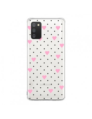 Coque Samsung A02S Point Coeur Rose Pin Point Heart Transparente - Project M